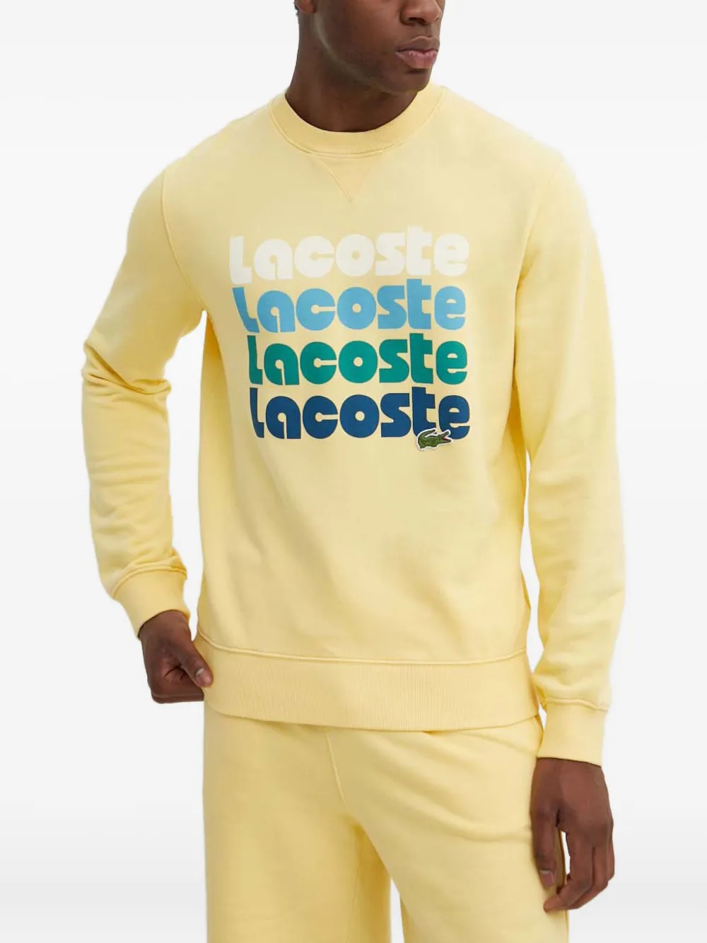 Lacoste Sweater met logo en ronde hals Geel