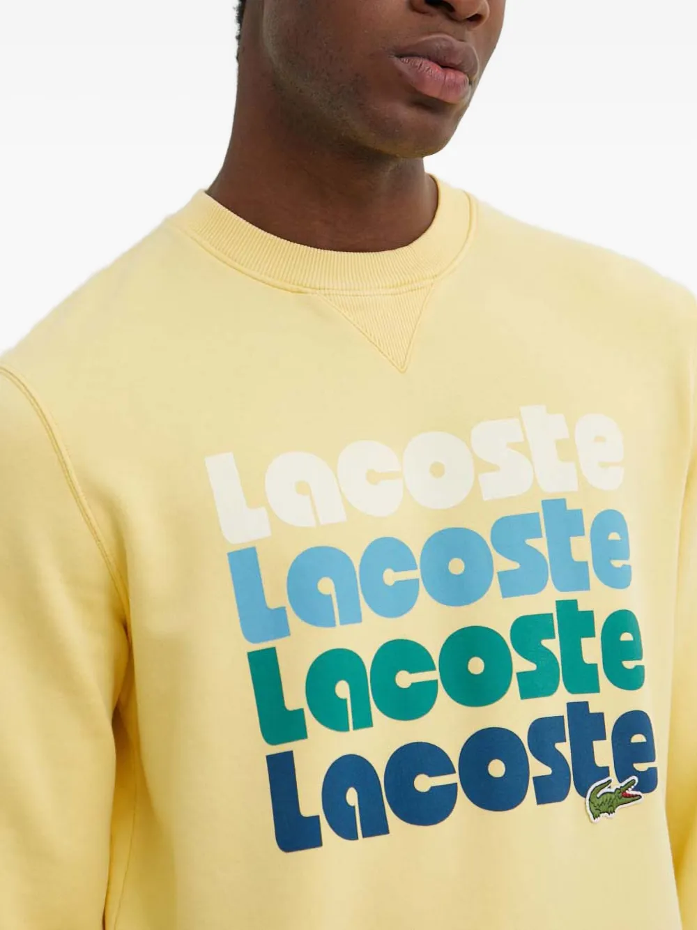 Lacoste Sweater met logo en ronde hals Geel