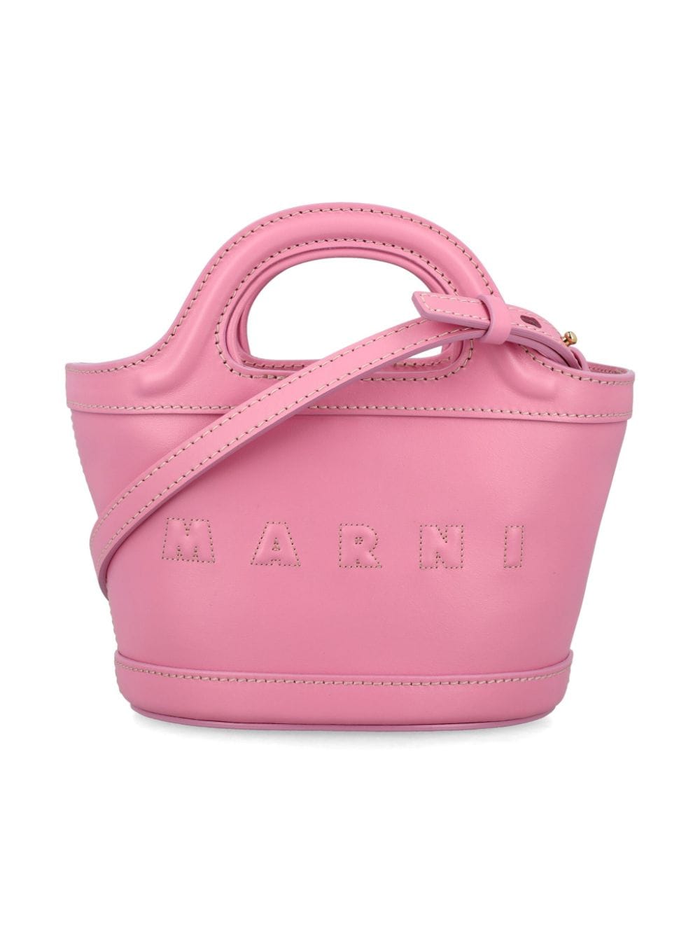 Marni Kids logo-embossed leather bag - Pink