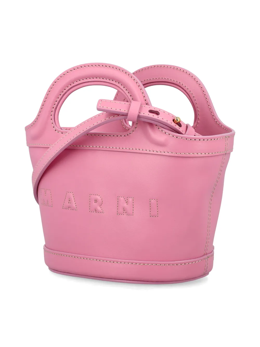 Marni Kids Leren tas met logo-reliëf Roze