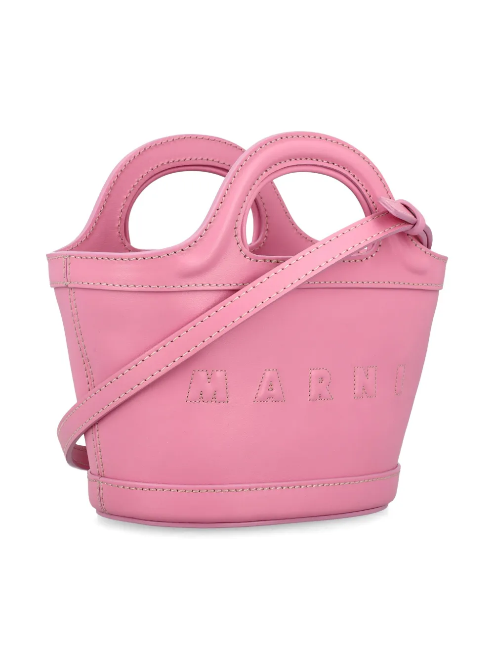 Marni Kids Leren tas met logo-reliëf Roze