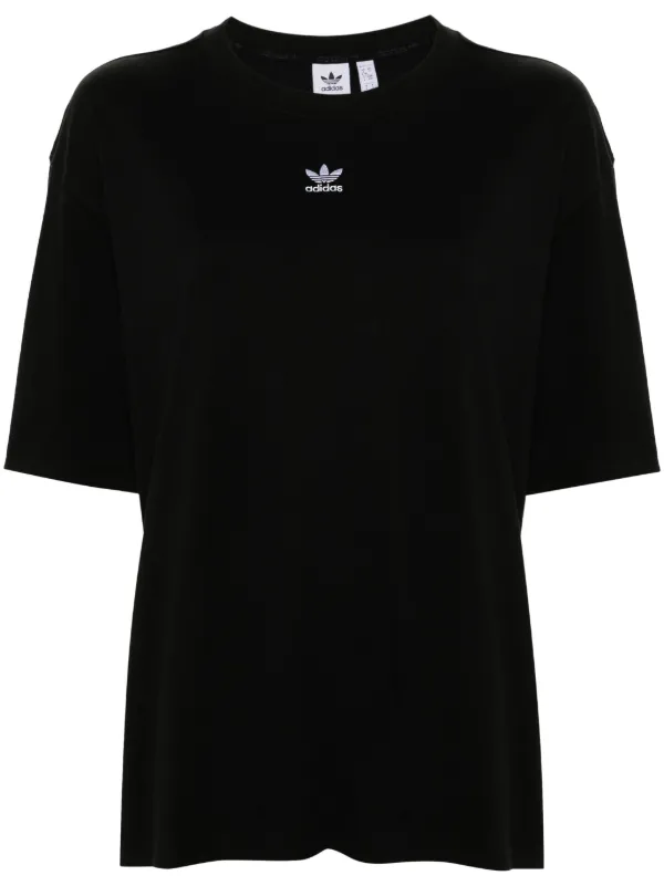 Adidas logo-embroidered Cotton T-shirt Black FARFETCH IN