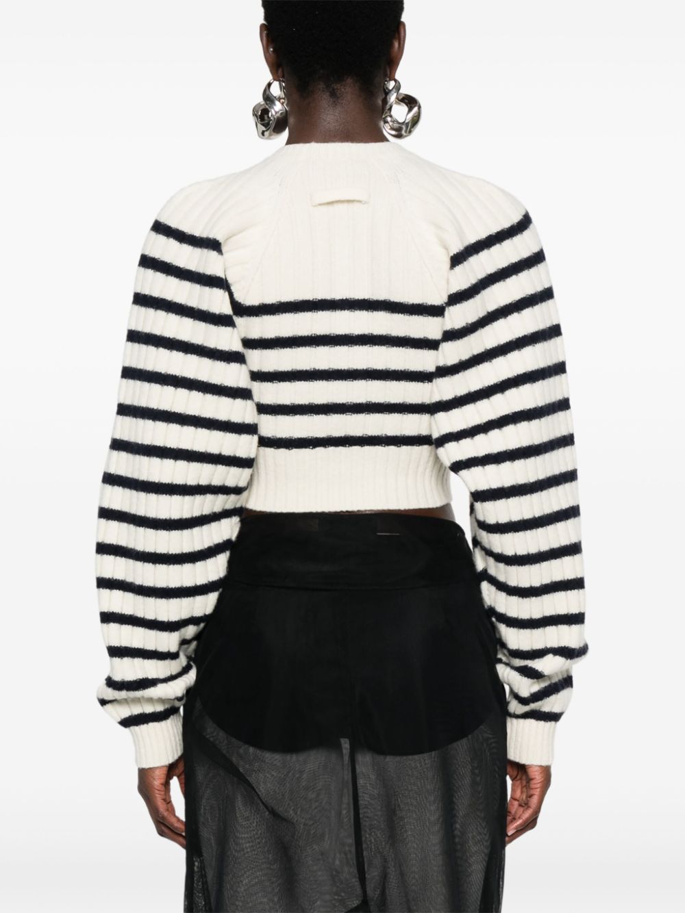 Shop Jean Paul Gaultier Striped Twisted Jumper In 白色