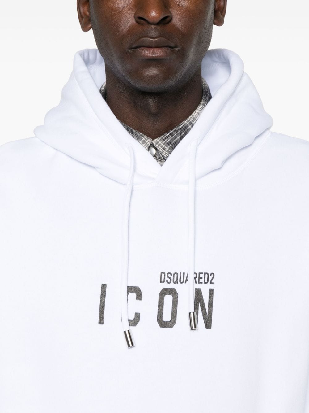 Shop Dsquared2 Icon-print Cotton Hoodie In Weiss