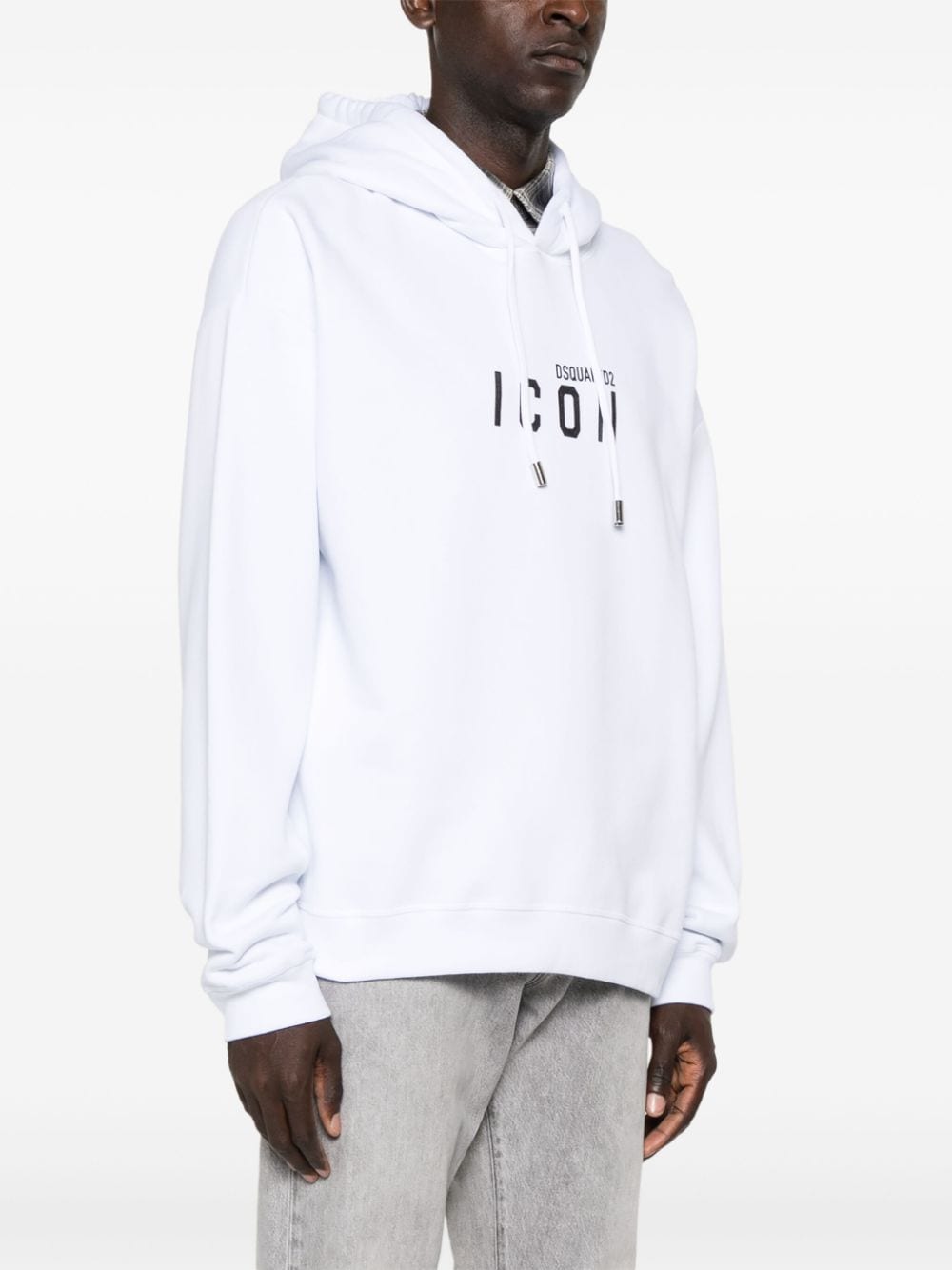 Shop Dsquared2 Icon-print Cotton Hoodie In Weiss