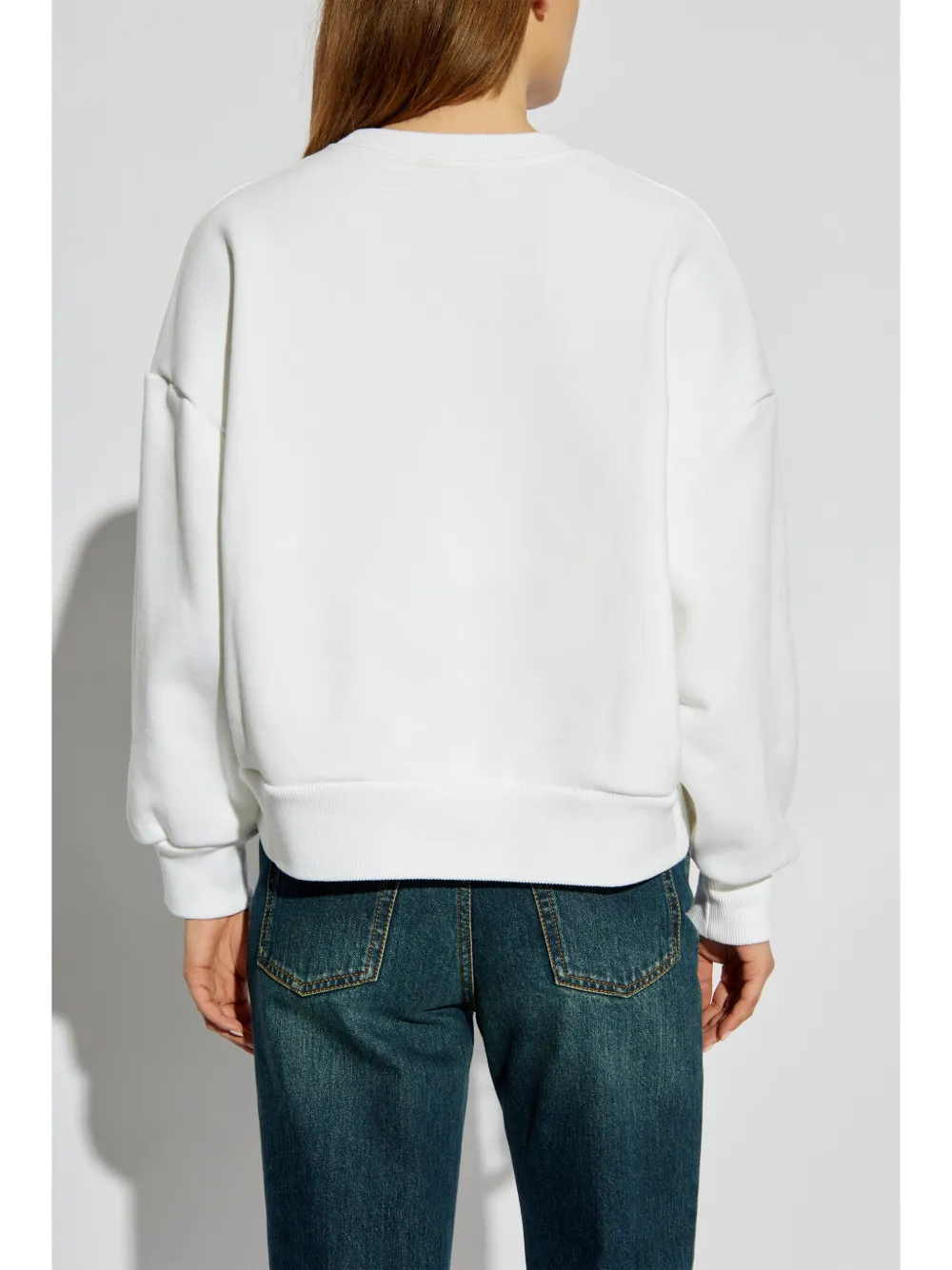 Alexander Mcqueen Boxy Cherry Blossom Skull Sweat In White