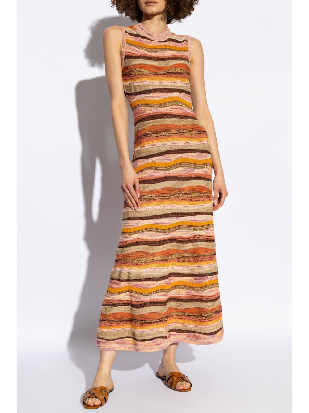 Shop Ulla Johnson Fauna Jacquard Sleeveless Dress In Orange