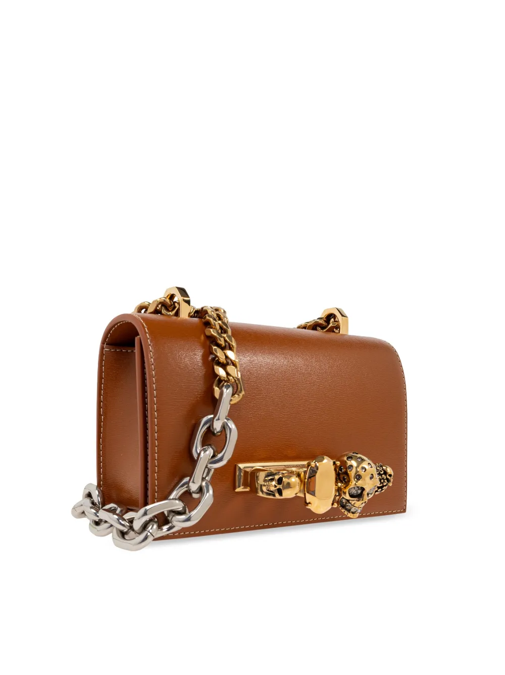 Alexander McQueen Kleine crossbodytas met sieraden Bruin