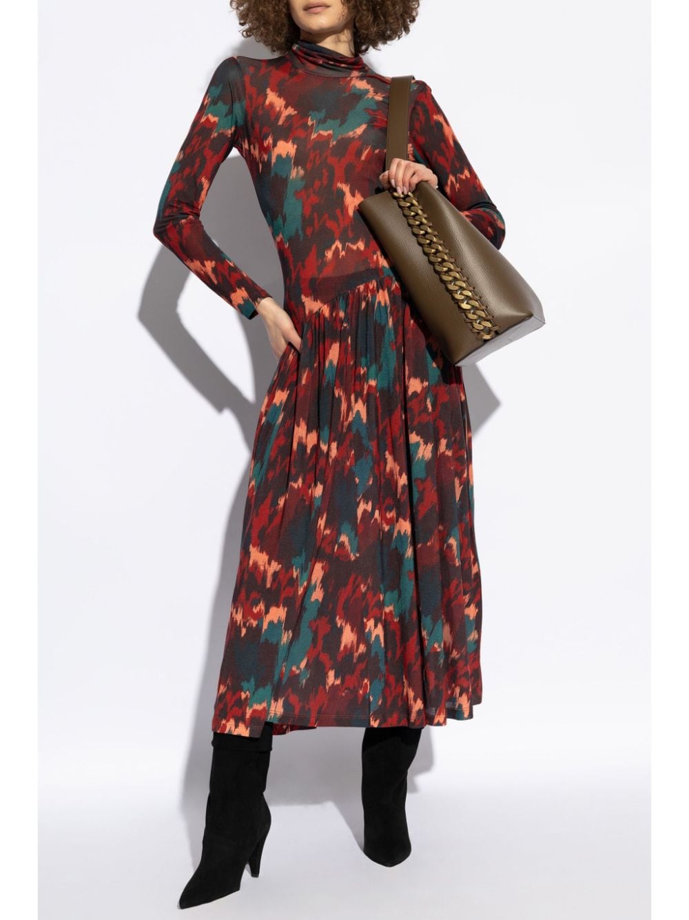 Ulla Johnson Fernanda graphic-print long-sleeve dress - Rood