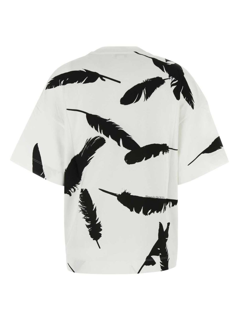 Alexander McQueen feather-print oversized t-shirt - White