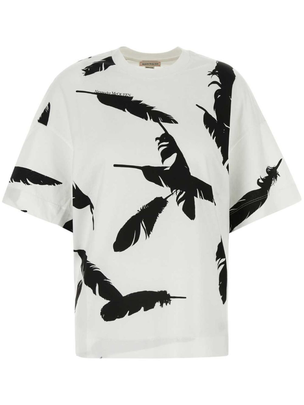 Alexander McQueen feather-print oversized t-shirt - White