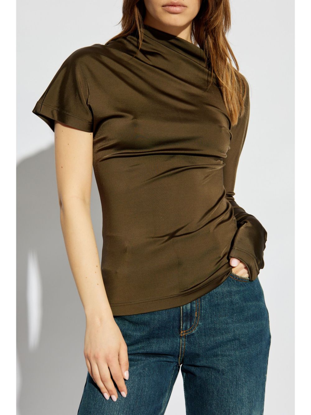 Shop Alexander Mcqueen Asymmetric Top In Green