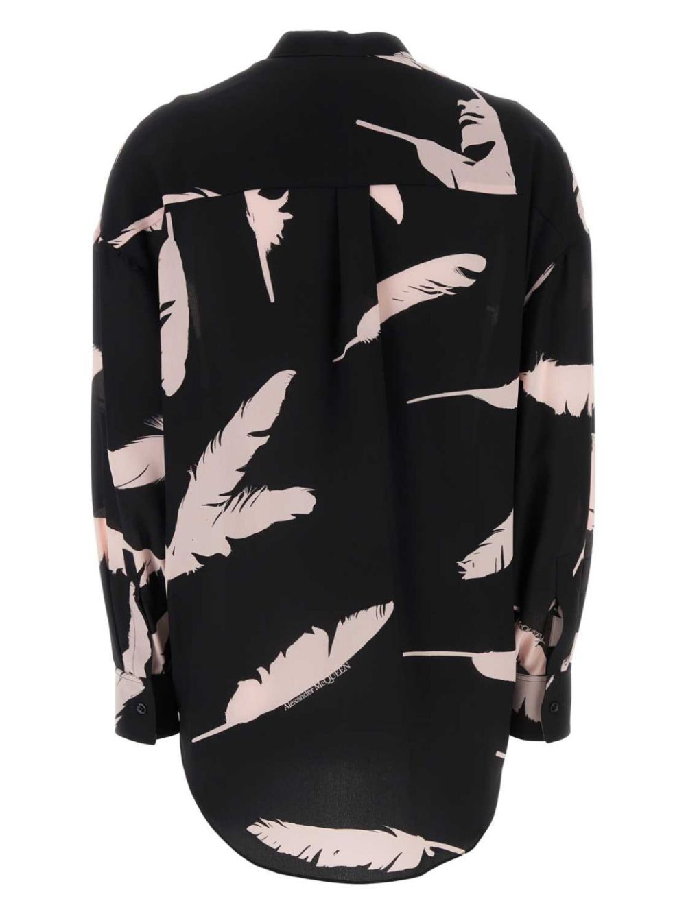 Alexander McQueen feather-print silk shirt - Black