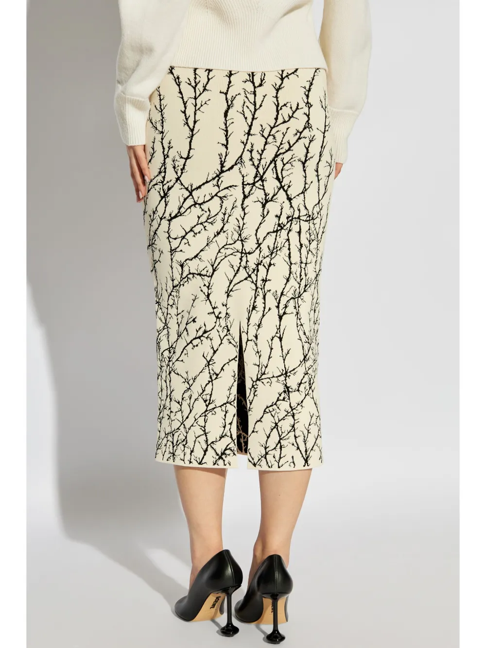 Shop Alexander Mcqueen Graphic-print Pencil Skirt In Neutrals