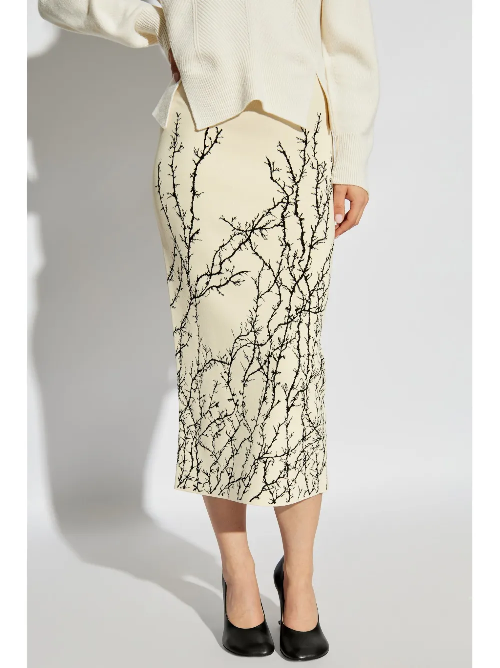 Shop Alexander Mcqueen Graphic-print Pencil Skirt In Neutrals