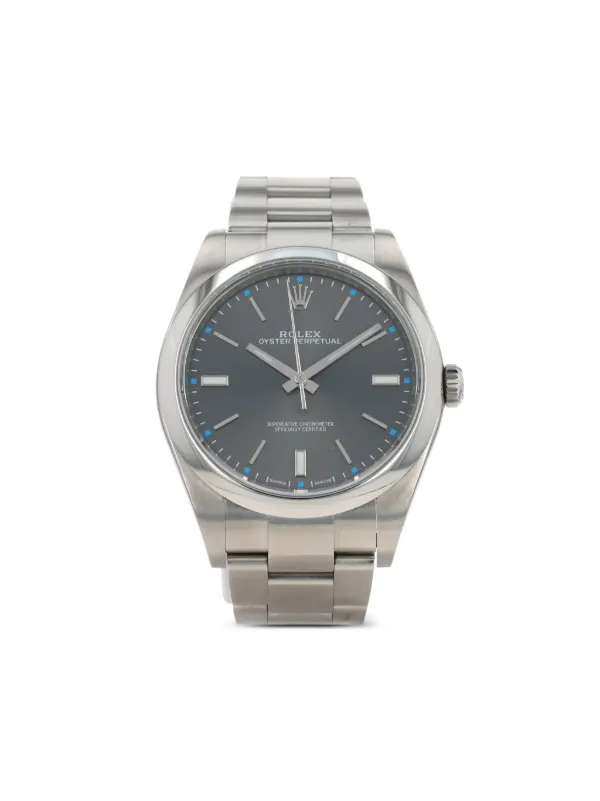Rolex 2017 pre owned Oyster Perpetual 39mm men Sapphire Glass Steel One Size Grey