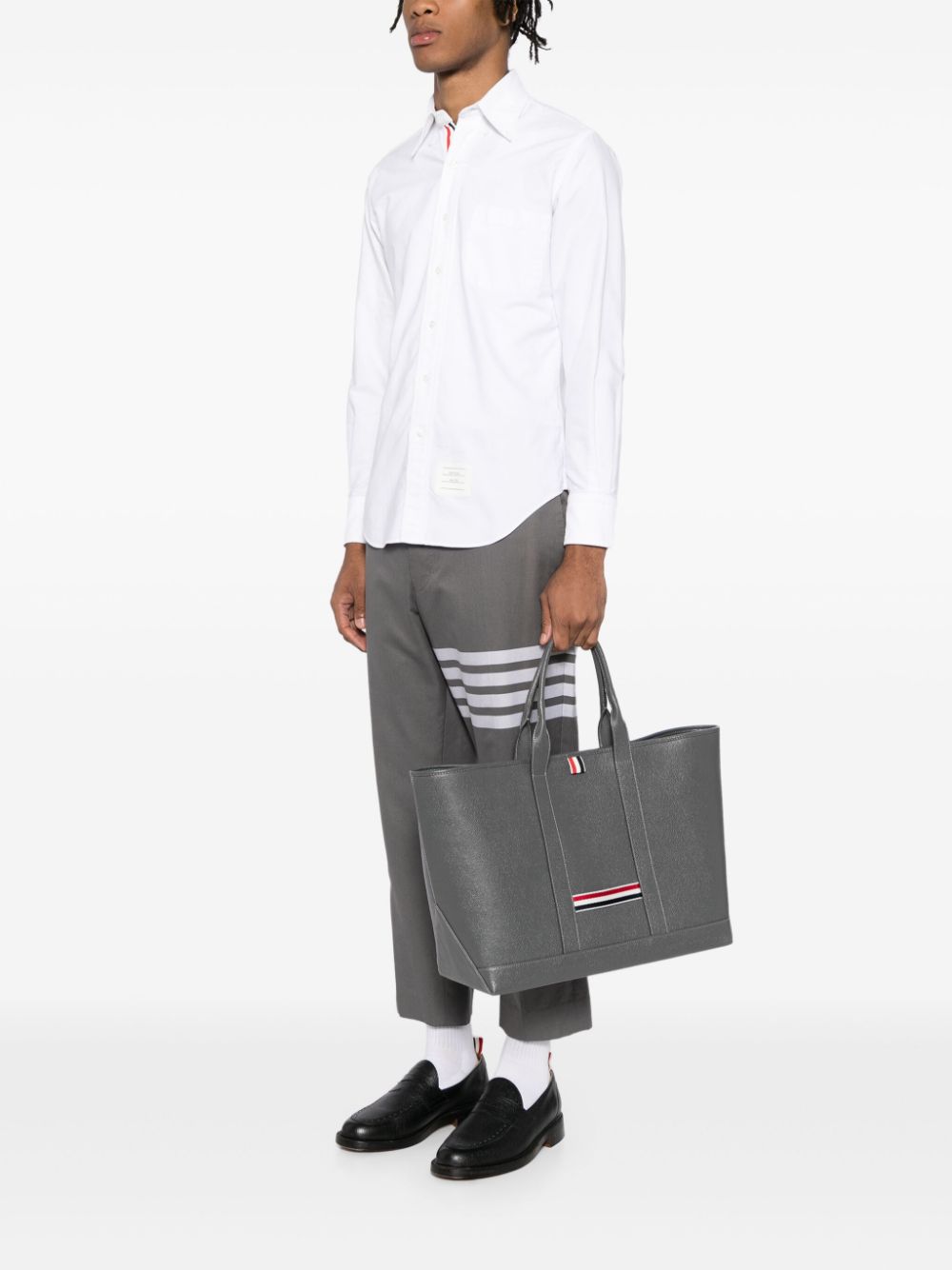 Thom Browne Leren shopper - Grijs