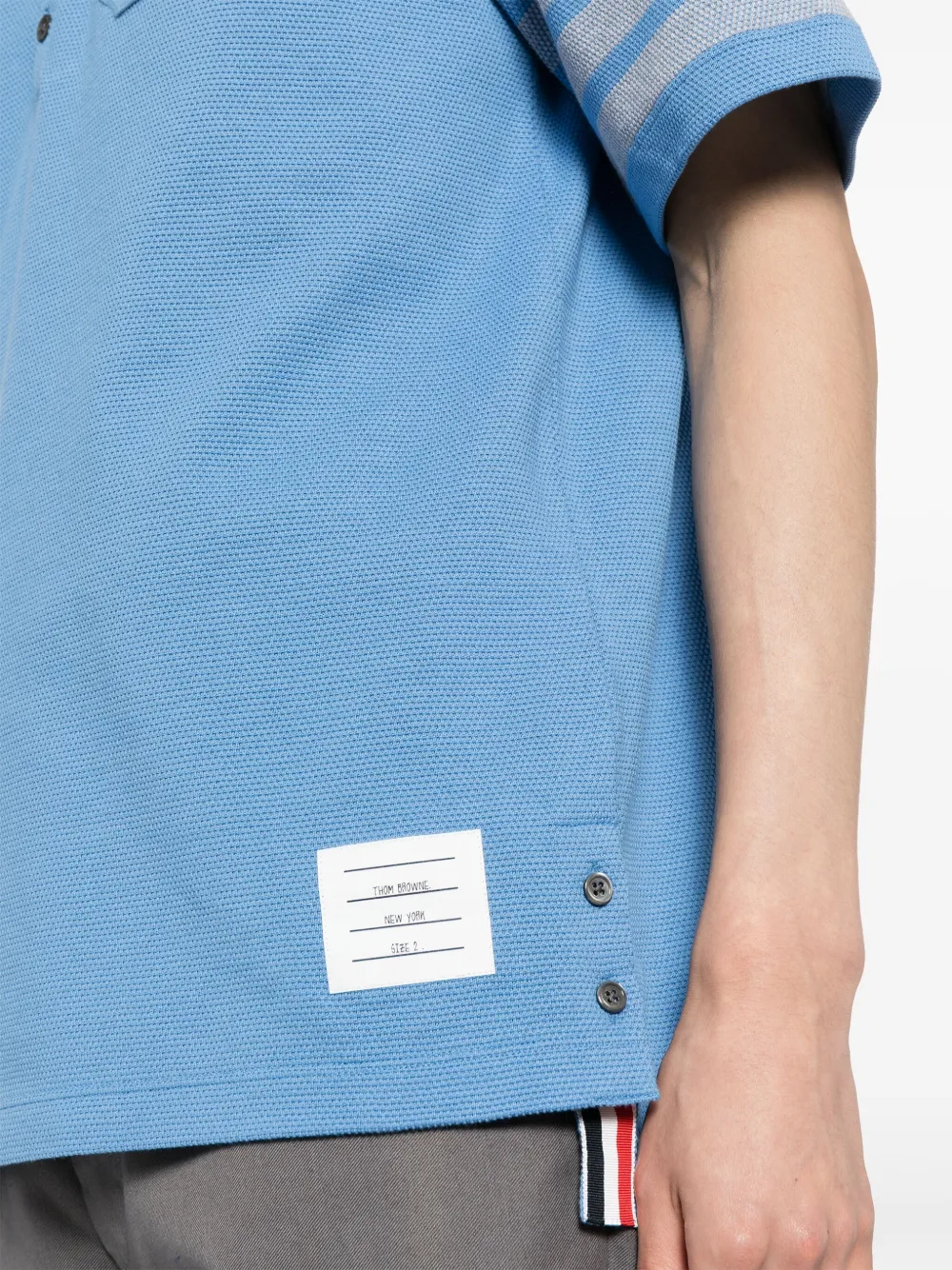 Thom Browne Katoenen piqué poloshirt met vier strepen Blauw