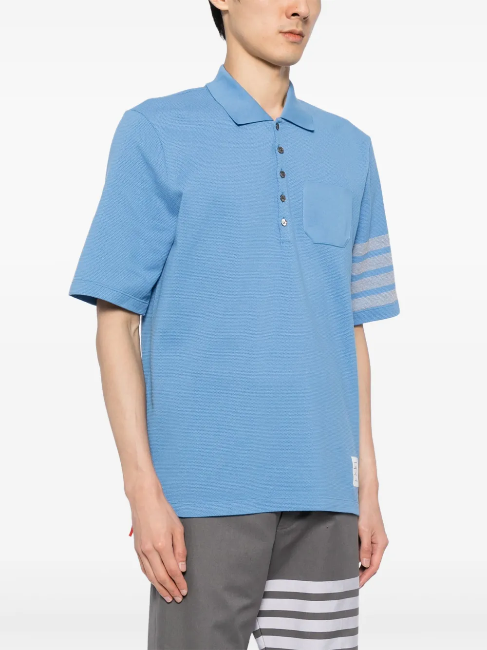 Thom Browne Katoenen piqué poloshirt met vier strepen Blauw