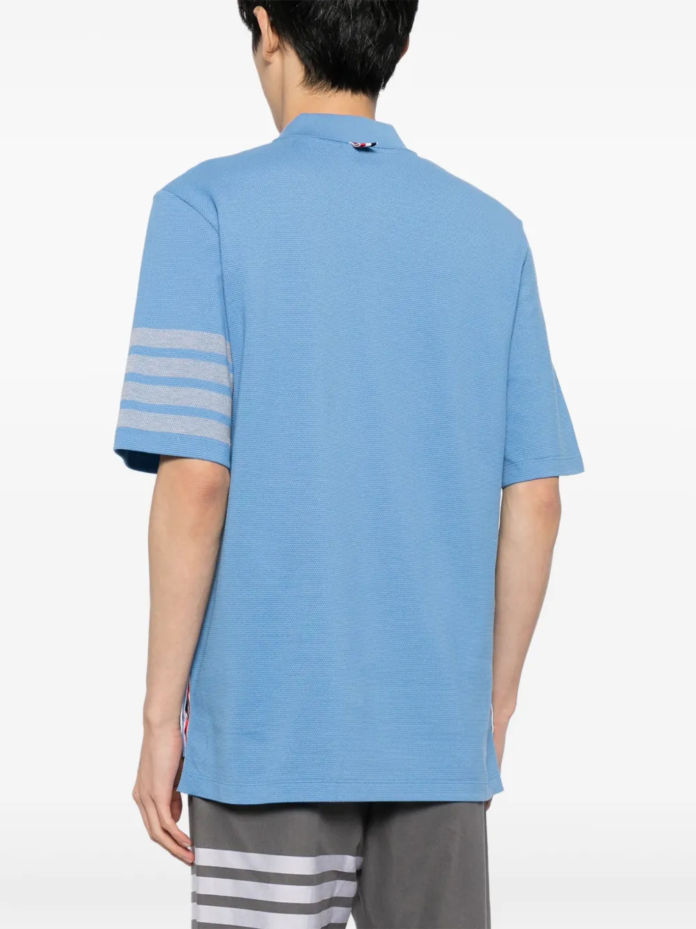 Thom Browne Katoenen piqué poloshirt met vier strepen Blauw