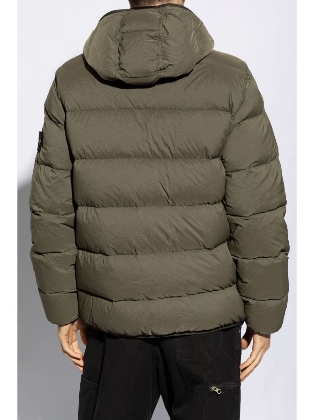 Shop Stone Island Hooded Padded Jacket In Green