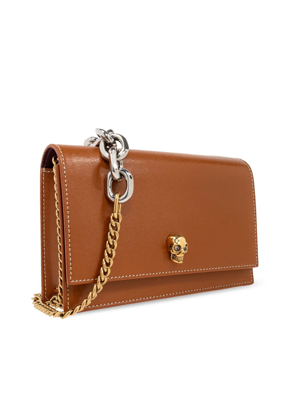 Alexander McQueen Leren crossbodytas met doodskop-applicatie Bruin