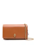 Alexander McQueen skull-appliqué leather crossbody bag - Brown