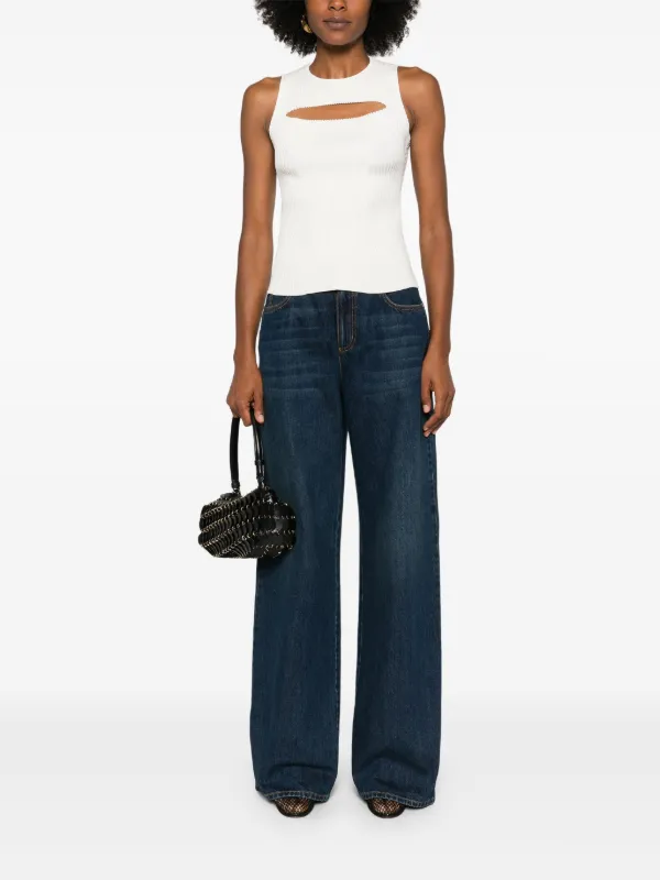 デニム・ジーパン ALEXANDER McQUEEN DENIM WIDE-LEG JEANS Alexander McQueen wide-leg Jeans | Blue | FARFETCH CA