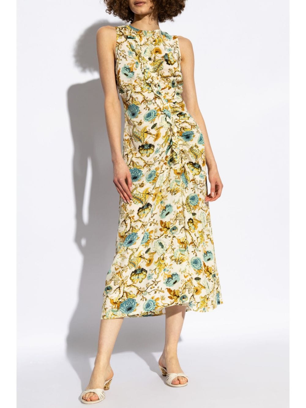 Shop Ulla Johnson Lorna Floral-print Silk Dress In Yellow