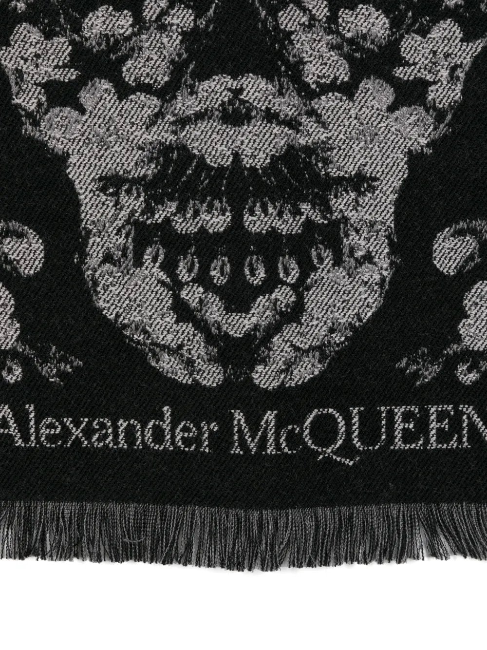 alexandermcqueen Alexander McQueen Sjaal met bloemen intarsia - Zwart