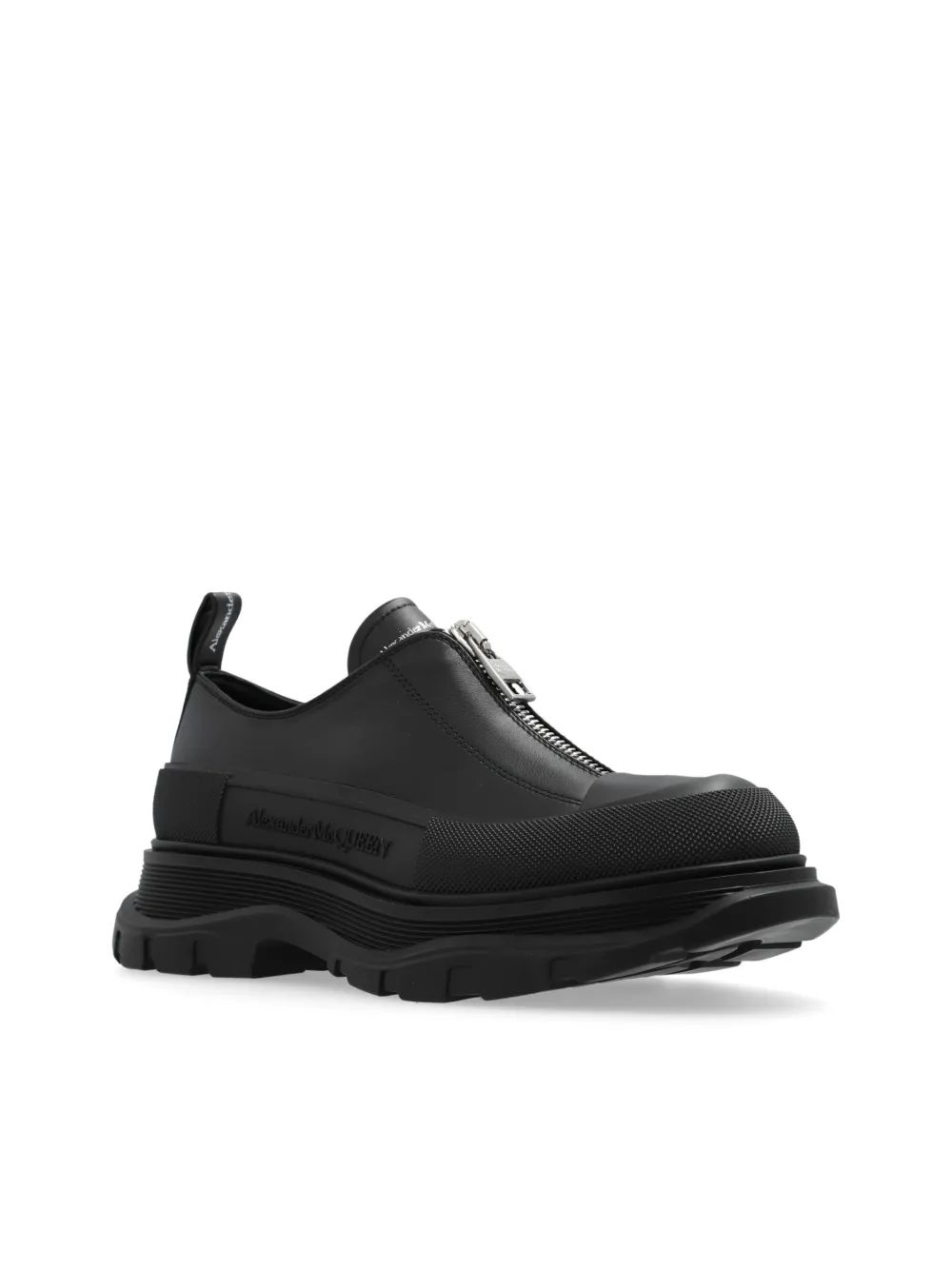 Alexander Mcqueen Logo-print Leather Sneakers In Black