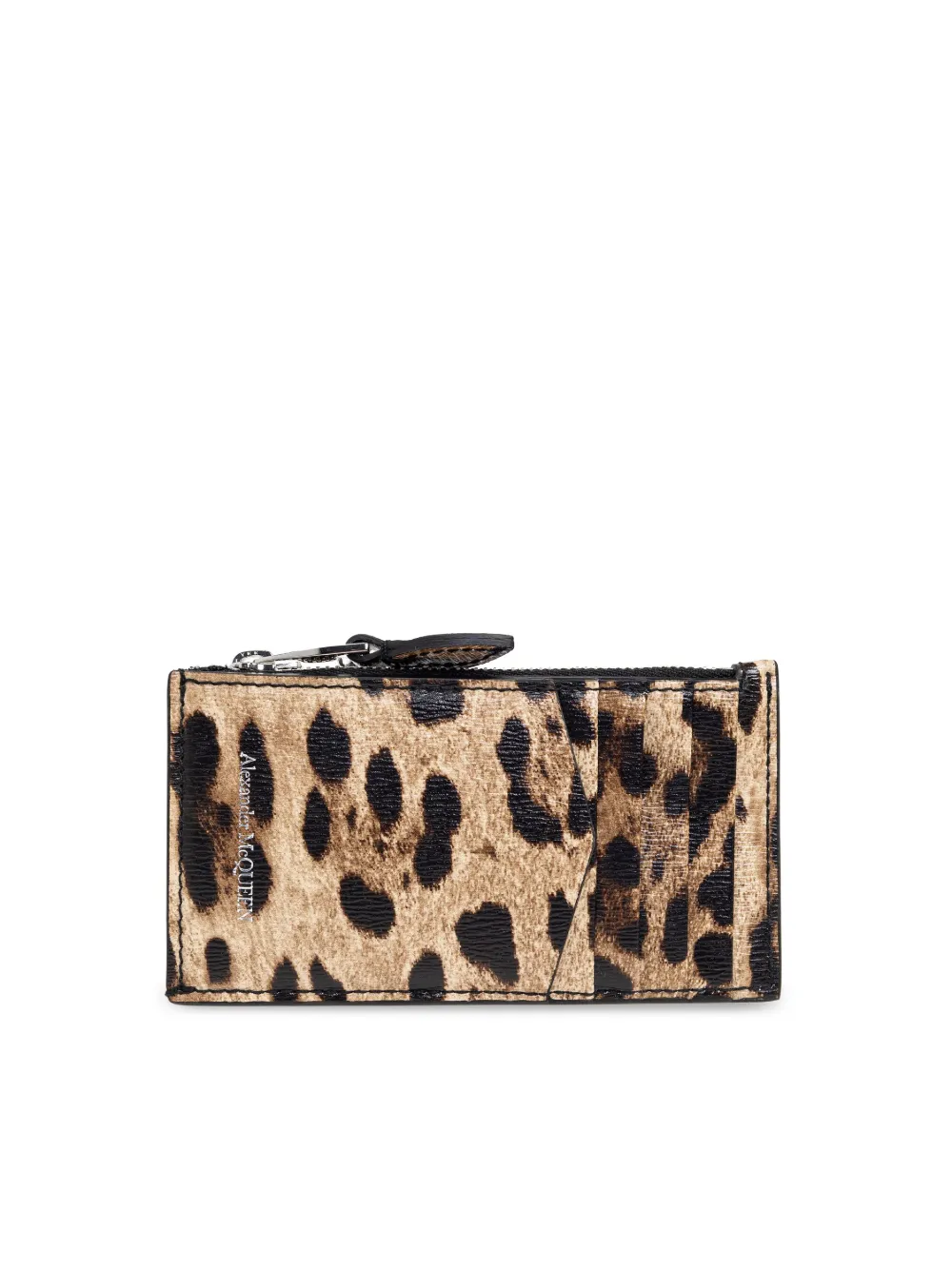 Alexander Mcqueen Leopard Print Wallet In Brown