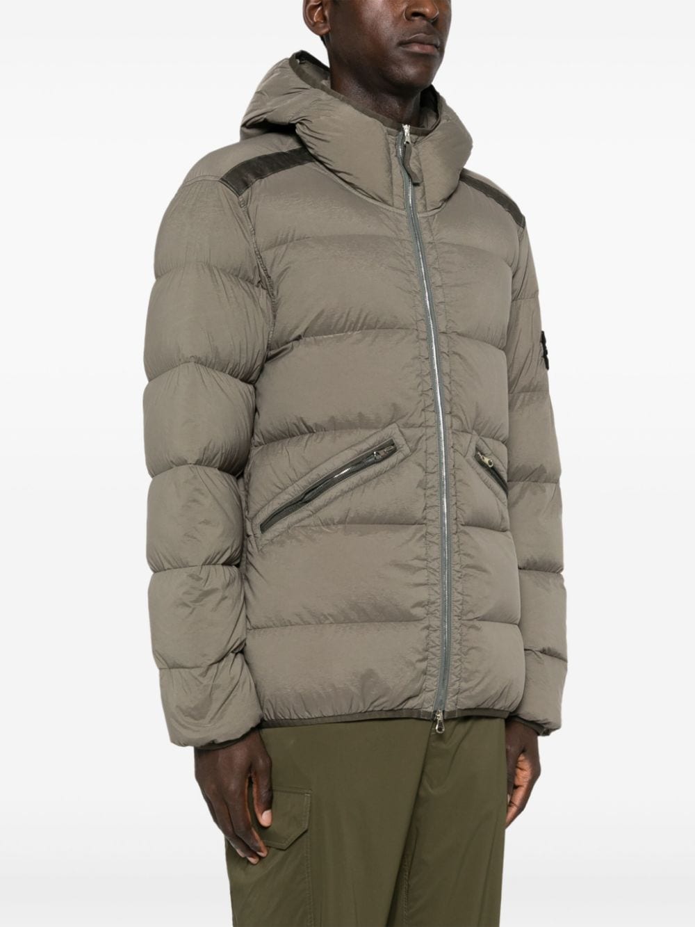 Shop Stone Island Compass-badge Padded Jackets In Brown