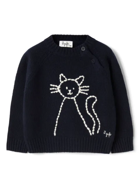 Il Gufo cat embroidery jumper