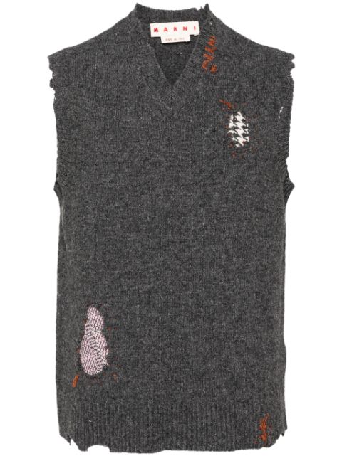 Marni patch-detail virgin wool vest Men