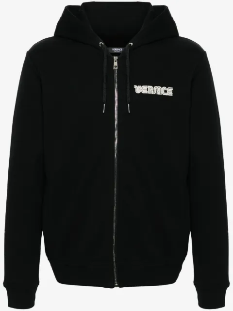 Versace crystal-embellished logo zip-up hoodie