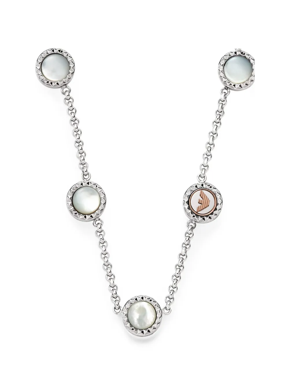 Emporio Armani mother-of-pearl logo-plaque necklace - Argento