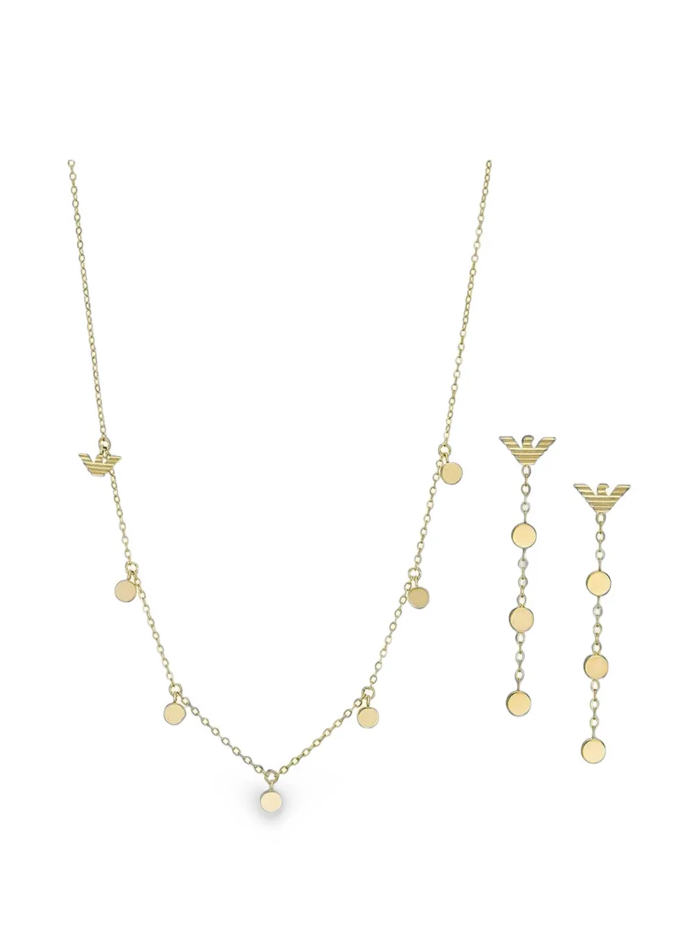 Emporio Armani logo-plaque disc-detail necklace and earrings set - Oro