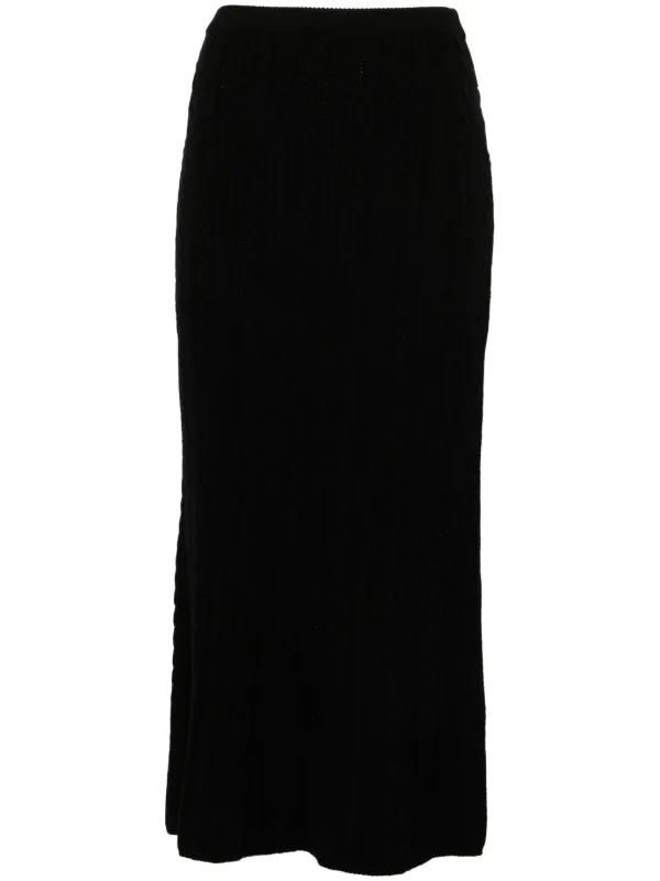 Alessandra Rich Cable-knit Maxi Skirt in Black