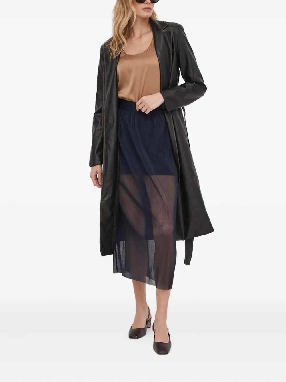 Armani Exchange overlayed midi straight skirt - Blauw