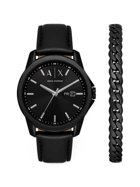 Armani Exchange faceted-bezel 44mm watch (set of two)