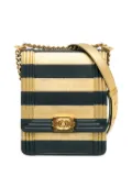 CHANEL Pre-Owned 2019 Metallic Lambskin Striped North South Boy Flap crossbody bag - Blue