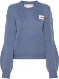 Marni logo-patch cashmere jumper - Blue