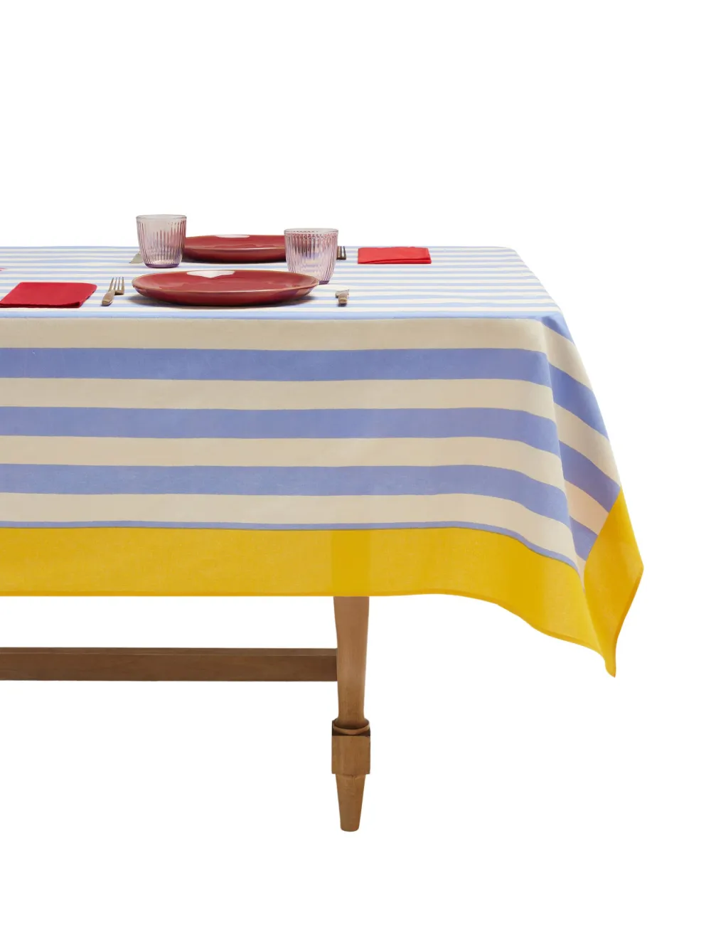 Lisa Corti Nizam Cotton Tablecloth (140cm X 240cm) In Blau