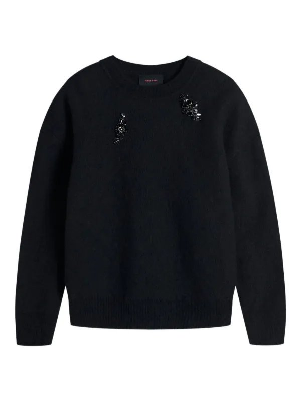 Simone Rocha Embellished Alpaca Sweater in Black