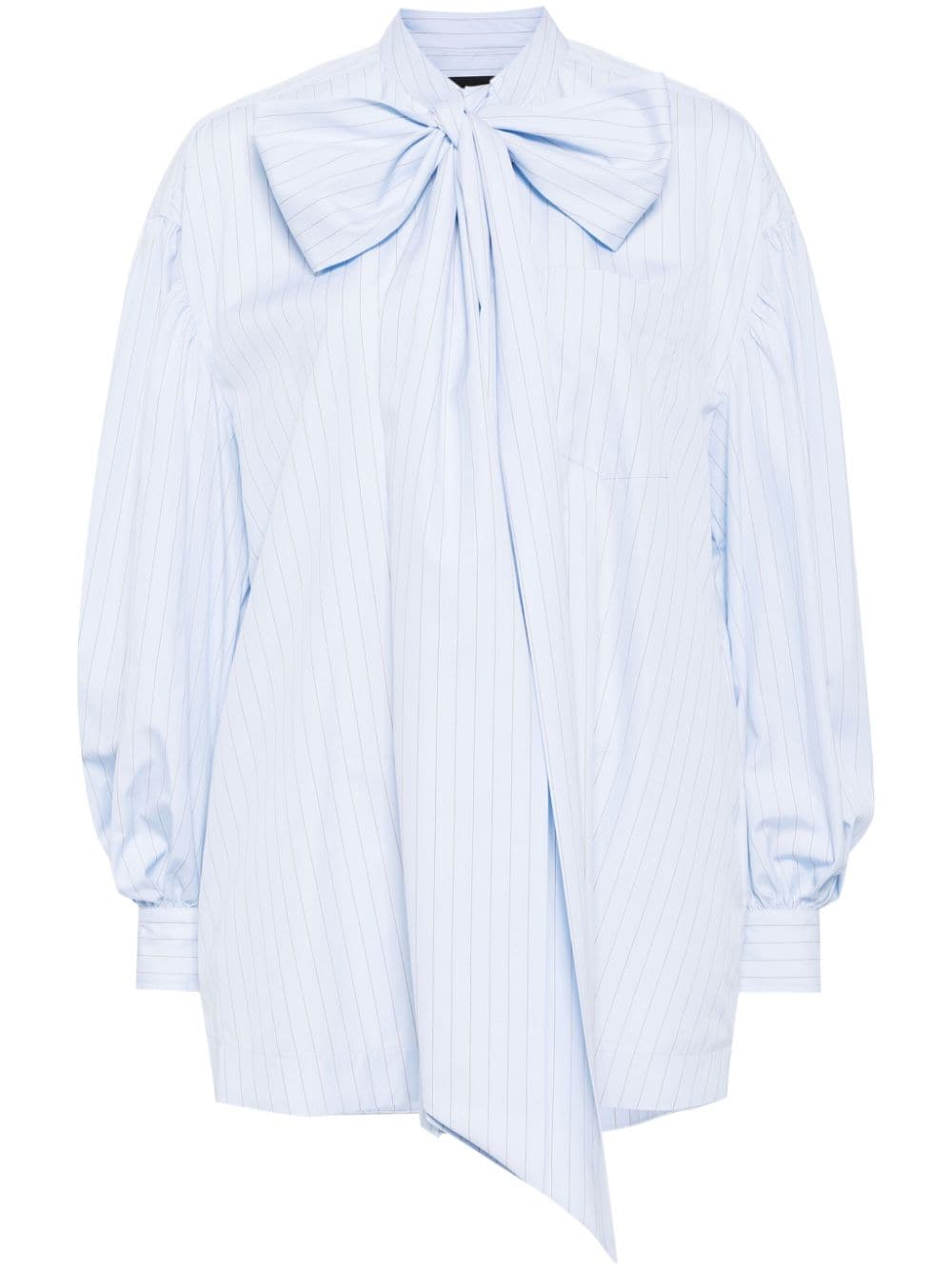 Shop Simone Rocha Front Bow Puff Sleeve Shirt In Blue