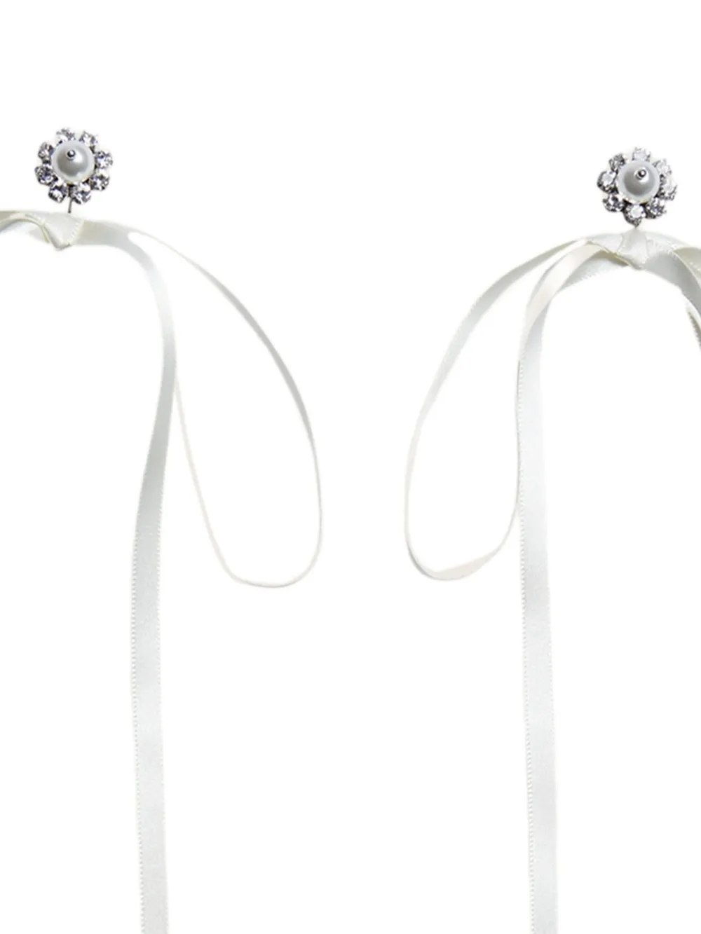 Simone Rocha Double Ended Crystal Bow Earrings In Brown