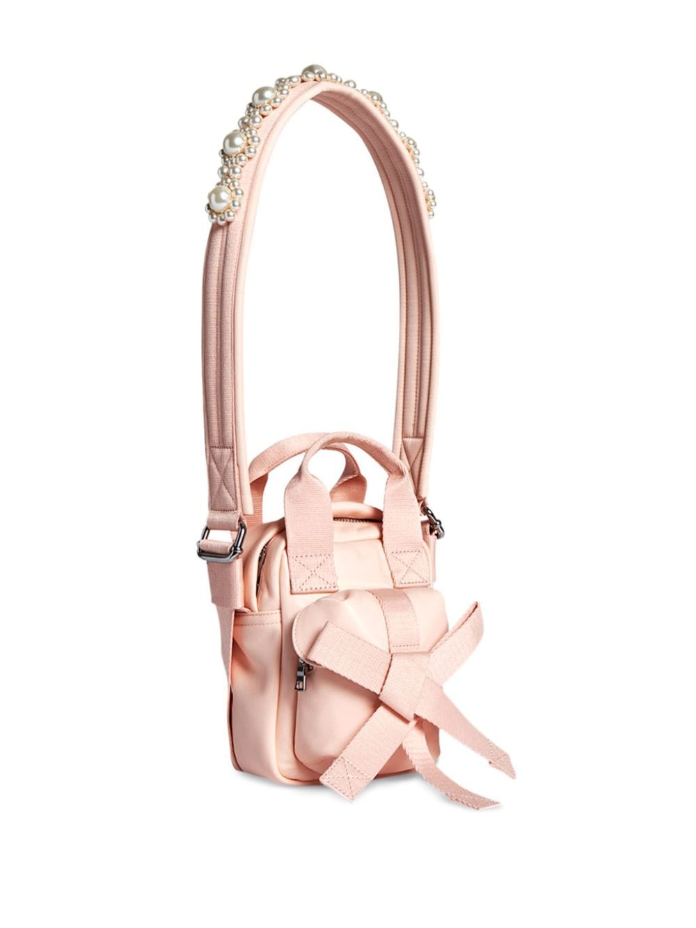 Shop Simone Rocha Mini Beaded Classic Bow Crossbody Bag In Pink