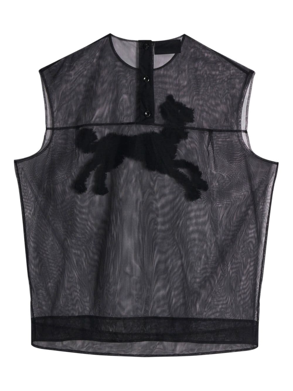 Shop Simone Rocha Sheer Embroidered Tank Top In Black