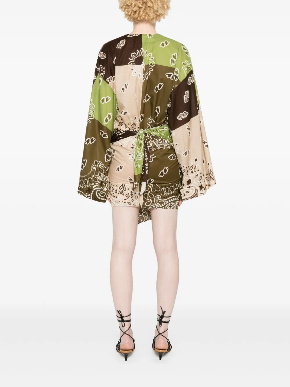 The Attico Katoenen mini-jurk met paisley-print Bruin